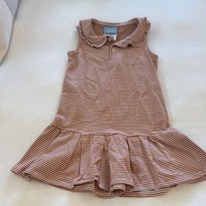 Girls' Sleeveless Ruffle Collar Stripe Dress - Texas Orange